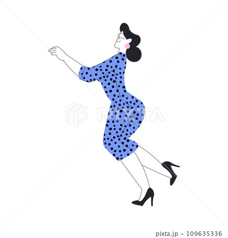 Woman Character Dance Happily at Festive Party Vector Illustration 109635336