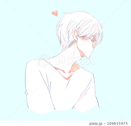 キス顔の男性　横顔　線画 109635973