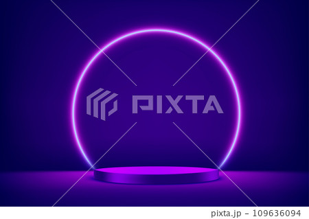 Illuminated stage with vivid neon lighting. 3d Vector illustration Illuminated stage with vivid neon lighting. 3d Vector illustration 109636094