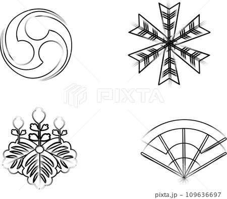 Symbols of Japan on the continent of Asia. Four typical icons of the country of the rising sun 109636697