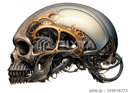 The side view of the skull looks abnormal. It was like an imaginary extraterrestrial creature. Take photos with no background to use in a fun alien anatomy book or edit the image and add what you want 109636773