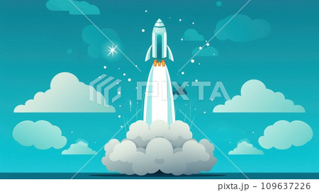 a rocket with smoke from the bottom a rocket with smoke from the bottom 109637226