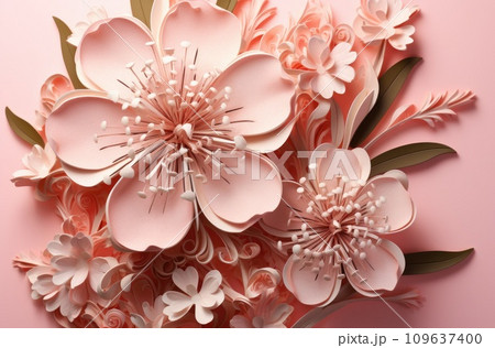 a two dimensional cardboard cutout of the number six on a pink background 109637400