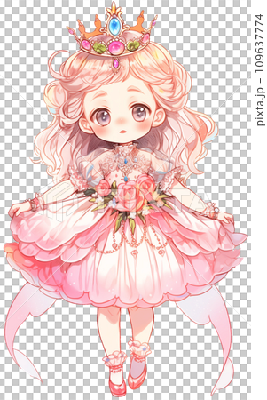 ピンク色のドレスを着た少女のイラスト /AI生成のイラスト素材