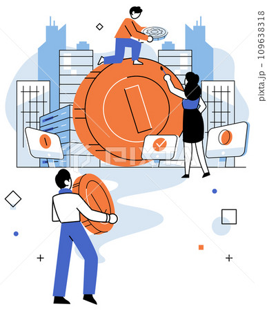 Crowdfunding. Vector illustration. Startups rely on crowdfunding to secure funds for their business The financial support from crowd determines project success Crowdfunding provides alternative avenue 109638318