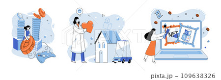 Digital asset vector illustration. Currency in digital realm exists within cyberspace, facilitating seamless financial transactions The management digital assets requires expertise in finance 109638326