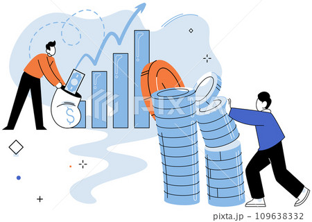 Crowdfunding. Vector illustration. Backers contributions protect and nurture creative projects Investing in crowdfunding campaigns diversifies investment portfolios strategically Crowdfunding bridges 109638332
