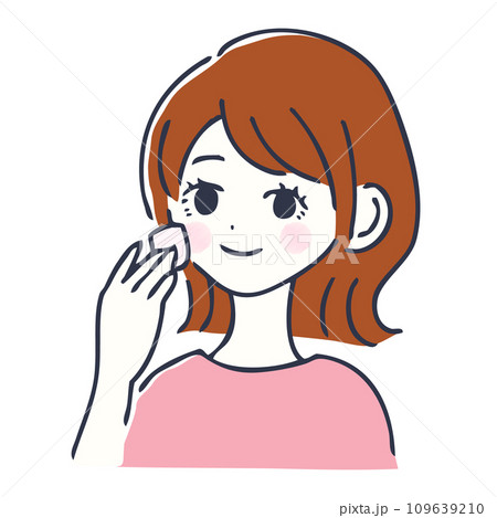 スキンケアをしている女性の上半身 スキンケアをしている女性の上半身 109639210