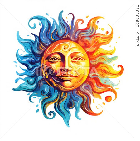 the full sun sticker sun illustration 109639381