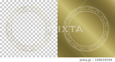 Material_Frame set_Spring decorative frame with cherry blossom motif. A luxurious gold surround design. No characters 109639594