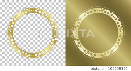 Material_Frame set_Spring decorative frame with cherry blossom motif. A luxurious gold surround design. No characters 109639595