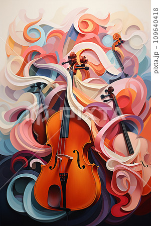 Abstract wall background rhythm through abstraction, repetitive patterns, undulating forms, and a rhythmic color palette 109640418