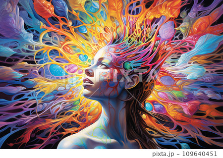 Seamless integration of mind and cognition, portraying intricate neural connections in a visually appealing and harmonious manner 109640451