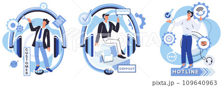 Help desk vector illustration. Assistance is just call away at help desk, where network solutions meet customer needs The help desk concept thrives on synergy technology, service, and professional 109640963