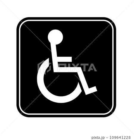 自動車の交通標識アイコン　マーク　シンボル　車椅子標識　白黒ベクターデータ 109641228