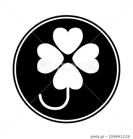 自動車の交通標識アイコン　マーク　シンボル　クローバーマーク　身体障害者標識　白黒ベクターデータ 109641229