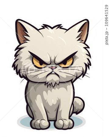 AI-generated content. Evil Kitten sticker in cartoon style isolated isolated, AI 109641529
