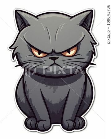 AI-generated content. Evil Kitten sticker in cartoon style isolated isolated, AI 109641736