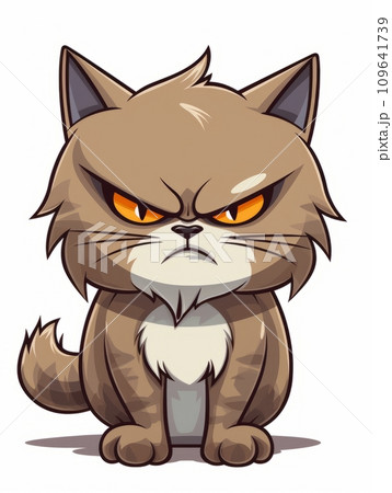 AI-generated content. Evil Kitten sticker in cartoon style isolated isolated, AI 109641739