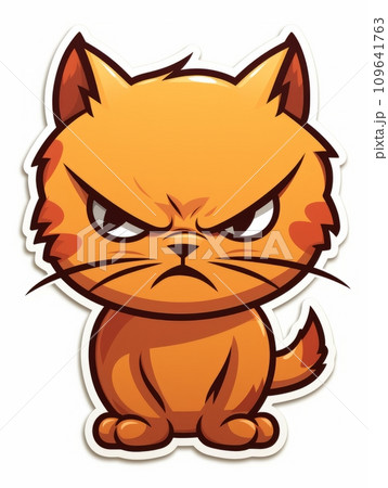 AI-generated content. Evil Kitten sticker in cartoon style isolated isolated, AI 109641763