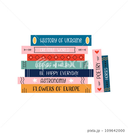 Vector illustration of colorful pile, stack of books. Vector illustration of colorful pile, stack of books. 109642000