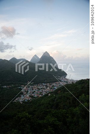 Drone Aerial of Soufriere on St Lucia Drone Aerial of Soufriere on St Lucia 109642014