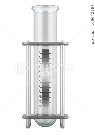 Graduated Cylinder flask or test tube with stand. 3D rendering Graduated Cylinder flask or test tube with stand. 3D rendering 109642867