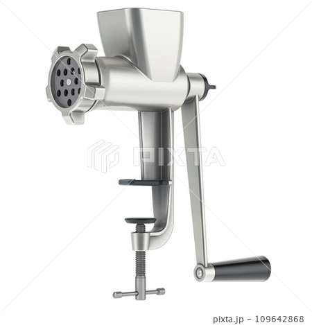 Manual meat grinder. 3D rendering Manual meat grinder. 3D rendering 109642868