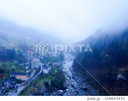 Mountain river with emerald green water in the Verzasca Valley, Switzerland Mountain river with emerald green water in the Verzasca Valley, Switzerland 109643435