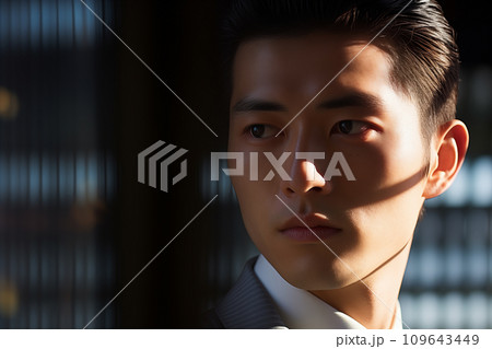 真剣な表情で見つめるビジネスマン AI画像 真剣な表情で見つめるビジネスマン AI画像 109643449