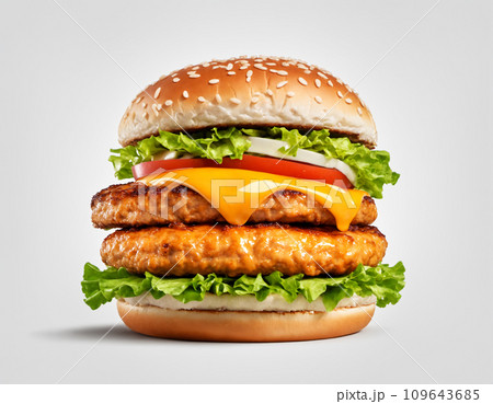 Tasty chicken sandwich on a white background 109643685