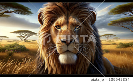 迫力あるライオンのAI画像のイラスト素材 [109643854] - PIXTA
