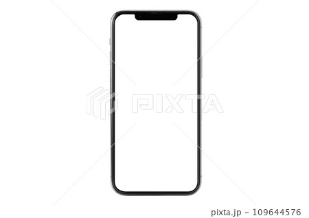 スマートフォンのモックアップ｜白画面／白背景 109644576