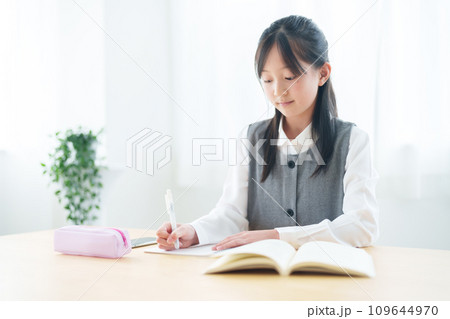 勉強　宿題　女の子 109644970