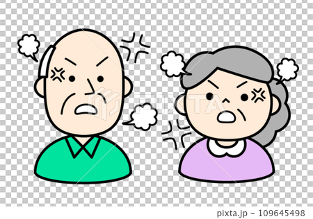 Simple character illustration of an elderly couple fighting 109645498