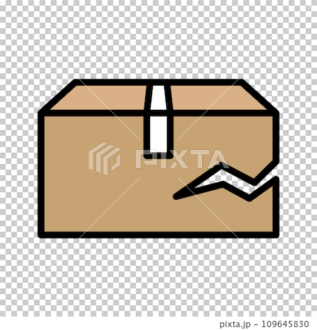 破れているダンボールのアイコン。破損したダンボール。ベクター。の