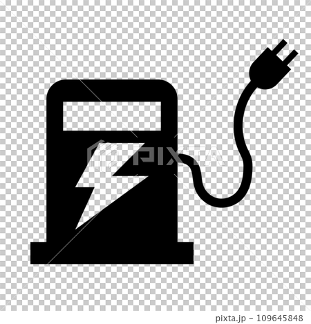 電動車充電站剪影圖示。向量。 109645848