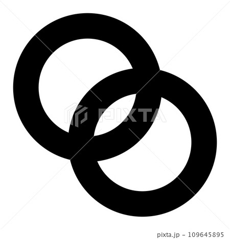 交差する円のシルエットアイコン。ベクター。 109645895