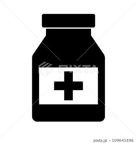 薬瓶のシルエットアイコン。ベクター。 109645896