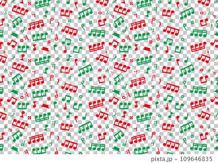 クリスマスカラーの音符の背景・壁紙02_横 109646835