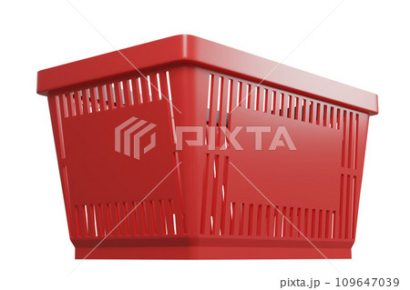 Plastic shopping basket. Isolated supermarket shopping cart. 109647039