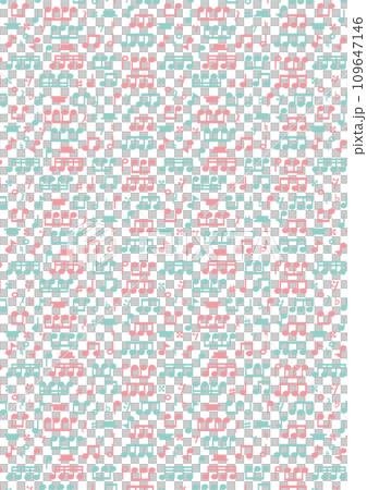 レトロなピンクとグリーンの音符の背景・壁紙01_縦 109647146