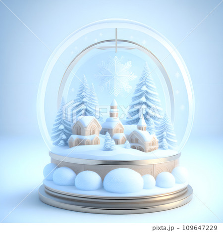 Christmas snow globe snowflakes soft blue white color wallpaper 109647229