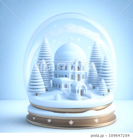 Christmas snow globe snowflakes soft blue white color wallpaper 109647284
