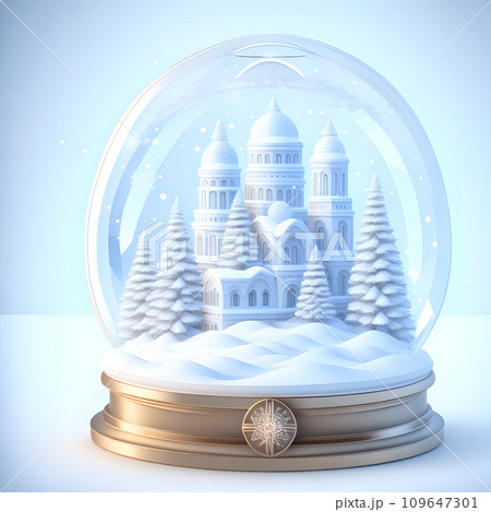 Christmas snow globe snowflakes soft blue white color wallpaper 109647301