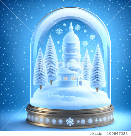 Christmas snow globe snowflakes soft blue white color wallpaper 109647328