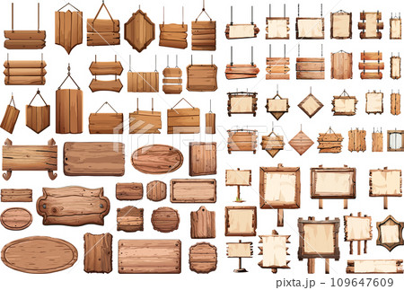 :木製吊り下げ看板イラストセット 109647609