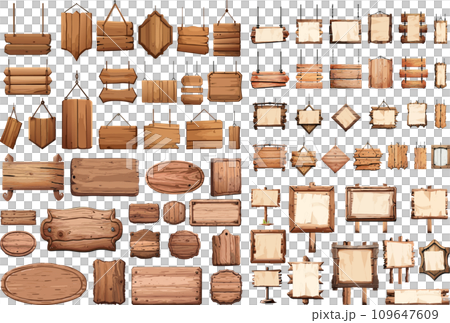 :木製吊り下げ看板イラストセット 109647609