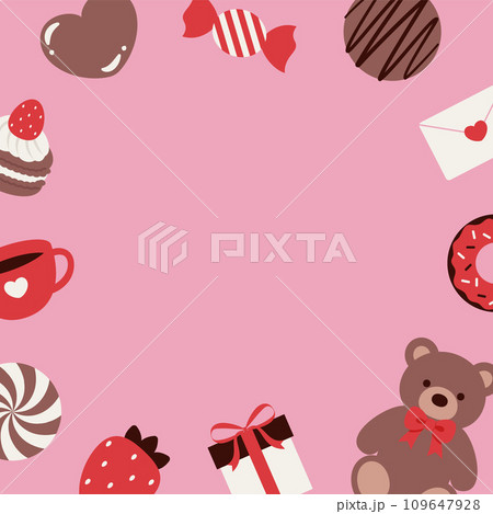 バレンタインデーのかわいいアイコンの背景イラスト バレンタインデーのかわいいアイコンの背景イラスト 109647928