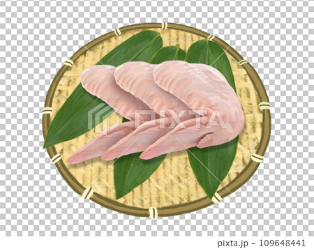 鶏の手羽先（ザル、笹の葉付き） 109648441